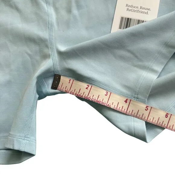 Girlfriend Collective XL High-Waisted Bike Shorts In Light Blue womens new - Picture 5 of 8